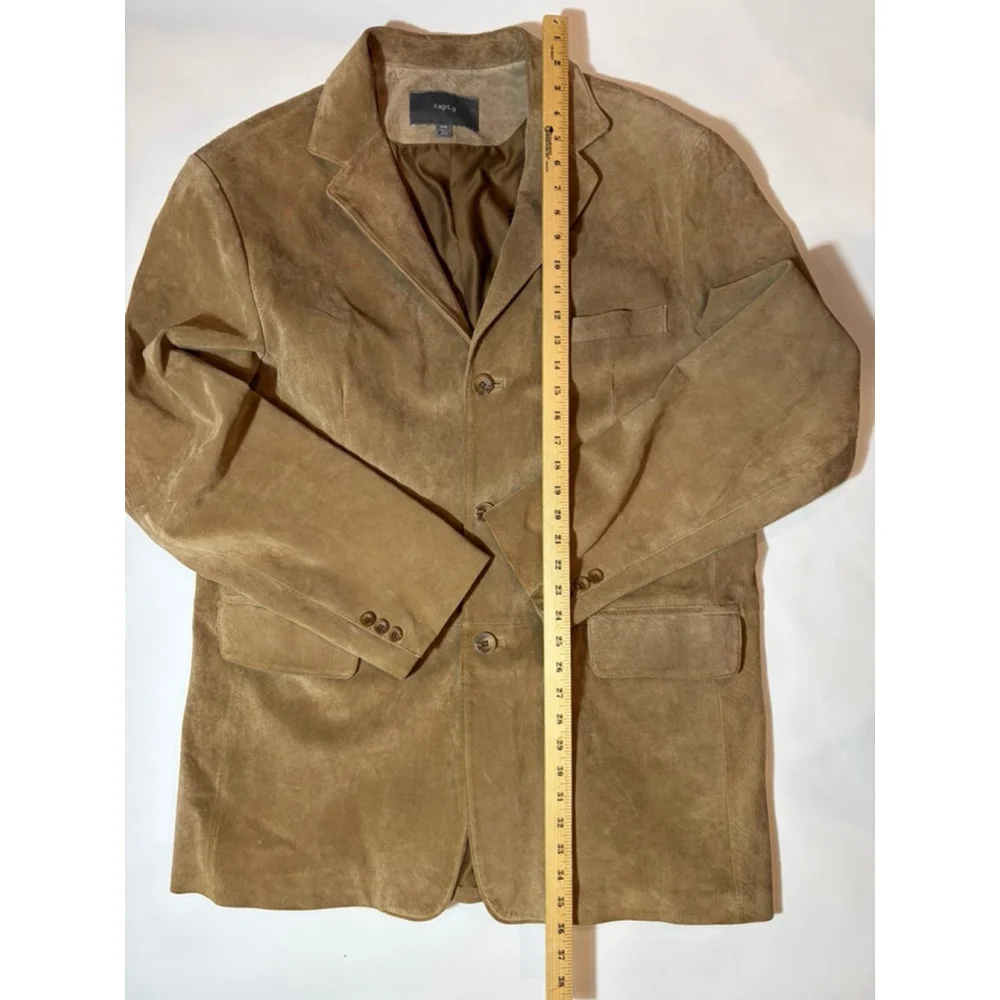 Apt 9 Suede Leather Blazer Jacket Brown 48 Long Western Classic Coat Mens